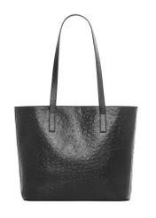 Black leather women's shopper handbag TORES-1389-9P(Z26), product view from the back on a white background.