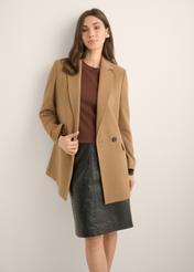 Women's wool coat in camel color PLADT-0071-1K(Z26)