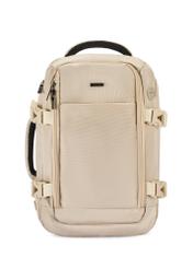 Beige airplane backpack PLCMN-0017-16(Z25), product view from the front on a white background.