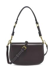 Brown women's handbag with stitching TOREC-1380-1H(Z26), front product view on white background.