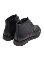 Men's black leather ankle boots BUTYM-0554-99(Z26), back view of the product on a white background.