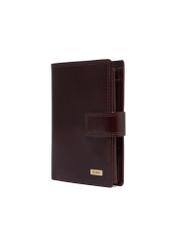 Men's brown leather wallet PL-190-1H(KS), diagonal product view on white background.