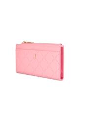Pink large women's wallet POREC-0406-5B(W26) - diagonal product view, on a white background.