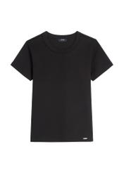 Black cotton women's t-shirt TSHDT-0144-99(Z26), front product view on white background.