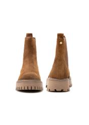 Women's suede Chelsea boots BUTYD-1182-88(Z25), product view from the front and back on a white background.