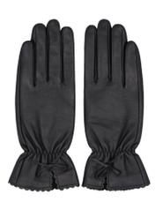 Black women's leather gloves REKDS-0112-99(Z26), product view from above, on white background.