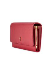 Red large leather women's wallet PORES-0991-4C(W26), diagonal product view on white background.