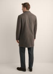 Men's wool herringbone coat PLAMT-0006-9C(Z26), product view from the back on the model. Full silhouette visible.