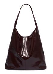 Burgundy leather shopper bag TORES-1372-4D(Z26), product view from the back on a white background.