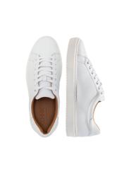 White leather sports shoes BUTYM-0503A-0B(W26), product view from above on white background.