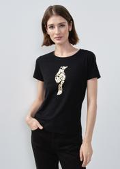 Women's black t-shirt with oriole TSHDT-0124-99(W24)-01