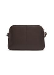 Small brown leather women's handbag TORES-1353-1H(Z26), product view from the back on a white background.