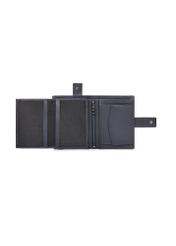 Men's leather wallet in navy blue PORMS-0695-7E(W26), product view inside on white background.