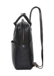 Black leather women's backpack TORES-1313-99(Z26). Side view on a white background.
