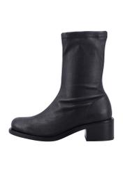 Black leather women's ankle boots BUTYD-1360-99(Z26), side view of the product on a white background.