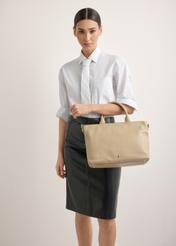 Beige large leather women's handbag TORES-1158-1B(Z26)