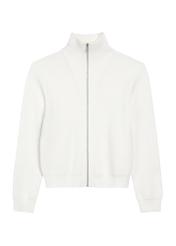 Cream women's sweater with zipper SWEDT-0247-12(Z25), front product view on white background.