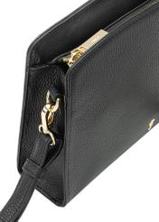 Black leather medium women's handbag TORES-1279-9I(W26), close-up of product detail, view on white background.