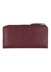 Burgundy large women's wallet POREC-0446-4D(Z26) - product view from the back, on a white background.