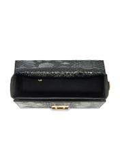 Black women's trunk handbag TOREC-1080-98(Z25), product view from above on a white background.