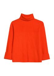 Orange women's turtleneck SWEDT-0249-30(Z25), front product view on white background.