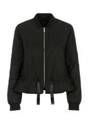 Women's black jacket with binding KURDT-0199-99(W23)-04