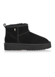Black short women's snow boots BUTYD-1138-9E(Z26), side view of the product on a white background.