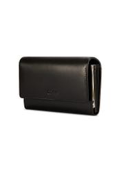 Black large leather women's wallet PORES-0974-99(Z25), diagonal product view on a white background.