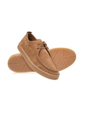 Camel suede men's shoes BUTYM-0532-1D(W26), diagonal product view on white background.