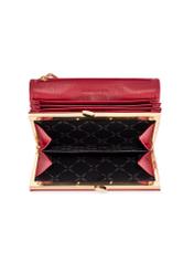 Red large leather women's wallet PORES-0991-4C(W26), product view from above on a white background.