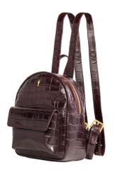 Burgundy croco leather women's backpack TORES-1323-4D(Z26) - diagonal product view, on a white background.