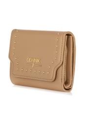 Beige women's wallet with rhinestones POREC-0379-82(W24)-02