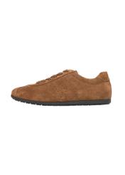 Cognac suede women's sneakers BUTYD-1293-1F(Z26) - side view of the product, on a white background.