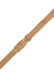Beige women's leather belt PASDS-0307-1C(W26) - product view from above, on a white background.
