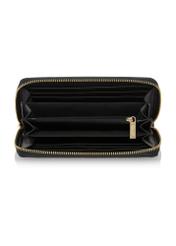 Large black women's wallet with embossing POREC-0350A-99(Z25) - top view of the product on a white background.