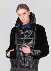 Women's short black wool fur coat FUTDT-0039-99(Z21)-01