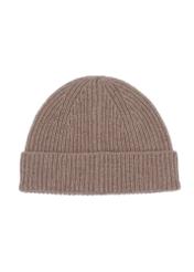 Cashmere hat in a shade of cool beige CZADT-0232-1K(Z26) - product view from the back, on a white background.