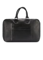 Black large leather men's bag TORMS-0489-99(W26) - product view from the back, on a white background.