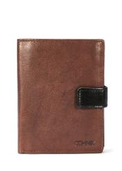 Brown men's leather wallet PORMS-0613A-79(W25) - front view on white background.