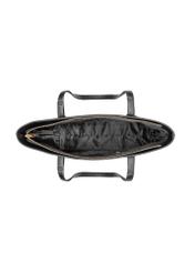 Women's black leather shoulder shopper bag TORES-1357-9I(Z26) - top view of the product on a white background.