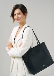 Black leather shopper bag TORES-0980-99(W24)-02
