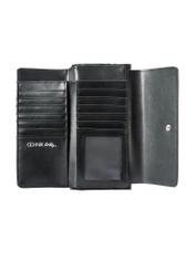 Black large women's wallet with logo POREC-0361A-99(W25), view of the inside of the product on a white background.