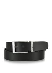 Double-sided black leather men's belt PASMS-0167B-97(W24)-02