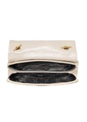 Cream patent leather women's handbag TORES-1297-0B(W26), top view of the product on a light background.