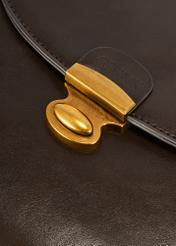Brown women's shoulder bag TOREC-1048-89(Z25), close-up of the product detail on a white background, visible buckle.