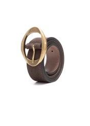 Chocolate suede women's belt PASDS-0318-90(Z25), diagonal product view on white background.