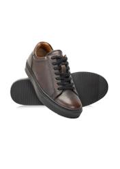 Brown men's leather shoes BUTYM-0519-1I(Z26), diagonal product view on white background.
