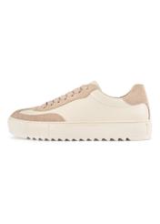 Cream-colored women's leather sneakers BUTYD-1260-0B(W26), side view of the product on a white background.