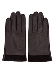Men's brown leather gloves REKMS-0090-1I(Z26), product view from above, on white background.
