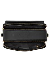 Black two-compartment shoulder bag TOREC-0405C-99(Z25) - product view from above on white background.